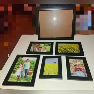 6 Black Frame Picture Frames, Display Photo Frames, Picture Holder Set Lot